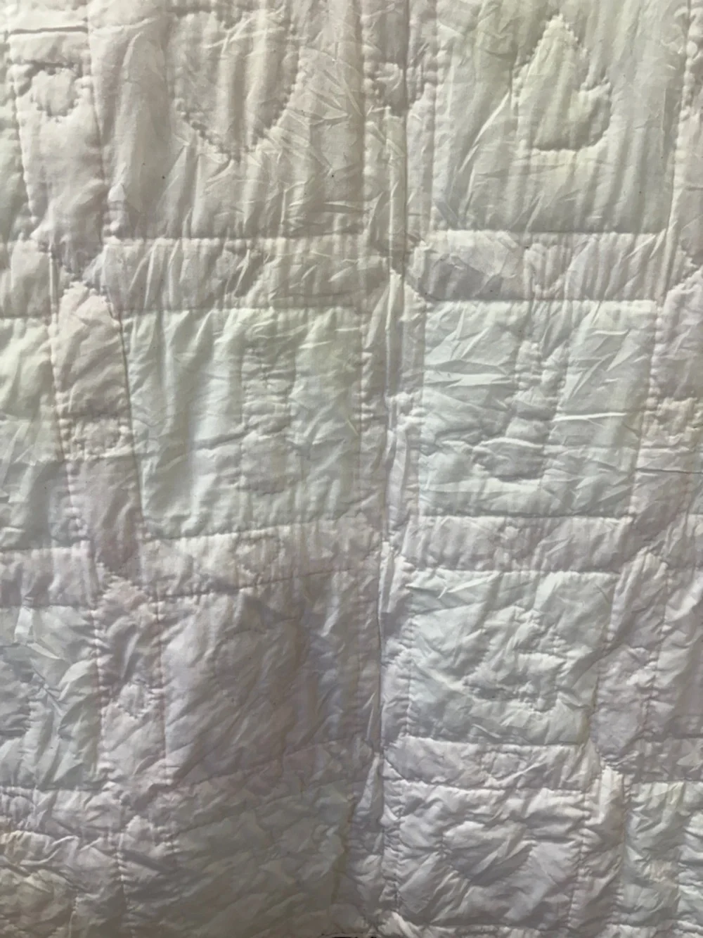 Pink and White Embroidered Baby Quilt - Pink